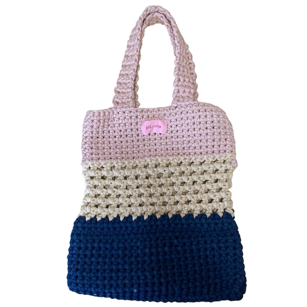 Bylotta Women's Multicolor Crochet Knit Colorblock Shoulder Tote Handbag OS
